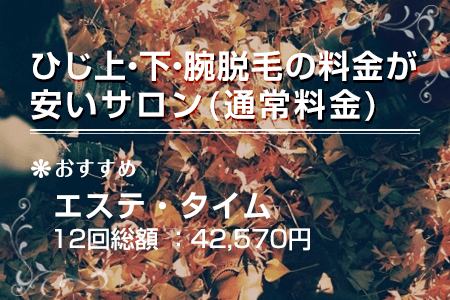 ひじ上・下・腕脱毛の料金が安いサロン(通常料金)