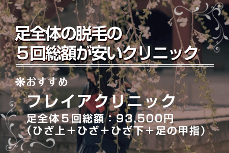 足全体の5回総額が安いクリニック