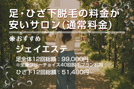 足・ひざ下脱毛をツルツルになるまで通った場合の総額