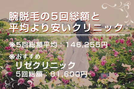 腕脱毛の5回総額と平均より安いクリニック