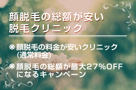 顔脱毛をツルツルになるまで通った場合の総額が安い脱毛クリニック