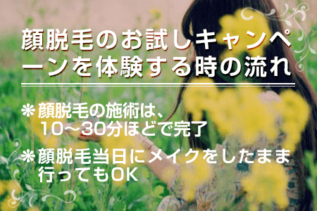 顔脱毛のお試しキャンペーンを体験する時の流れ