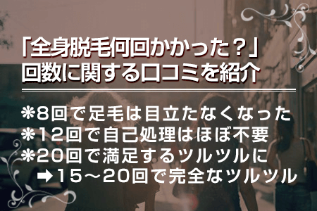 2.緊急アンケート「みんなは全身脱毛に何回かかった？」回数に関する口コミ